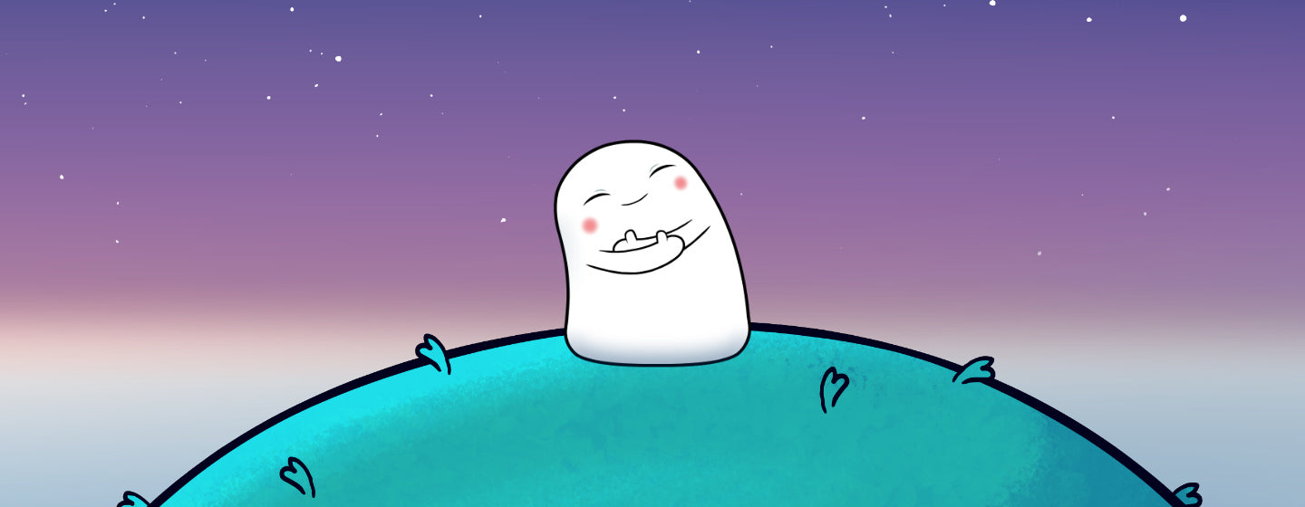 Image contains an illustration of Snorble® hugging themselves and looking happy about their Edge Startup of the Year nomination.